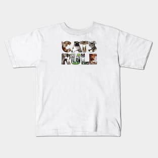 Mixed cat breed oil painting word art Kids T-Shirt